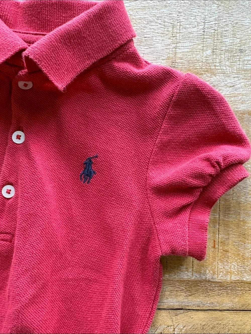 Ralph Lauren Red Polo Romper with Plaid Sash 24m